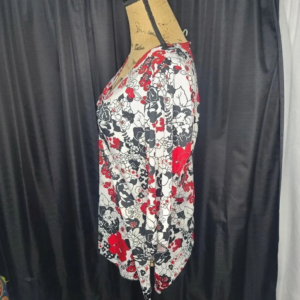 Vintage 90s Y2K Boho Floral Bell Sleeve Asymmetrical Hippie Top - Picture 7 of 12